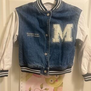 Zara Kids Blue and White Denim Jacket